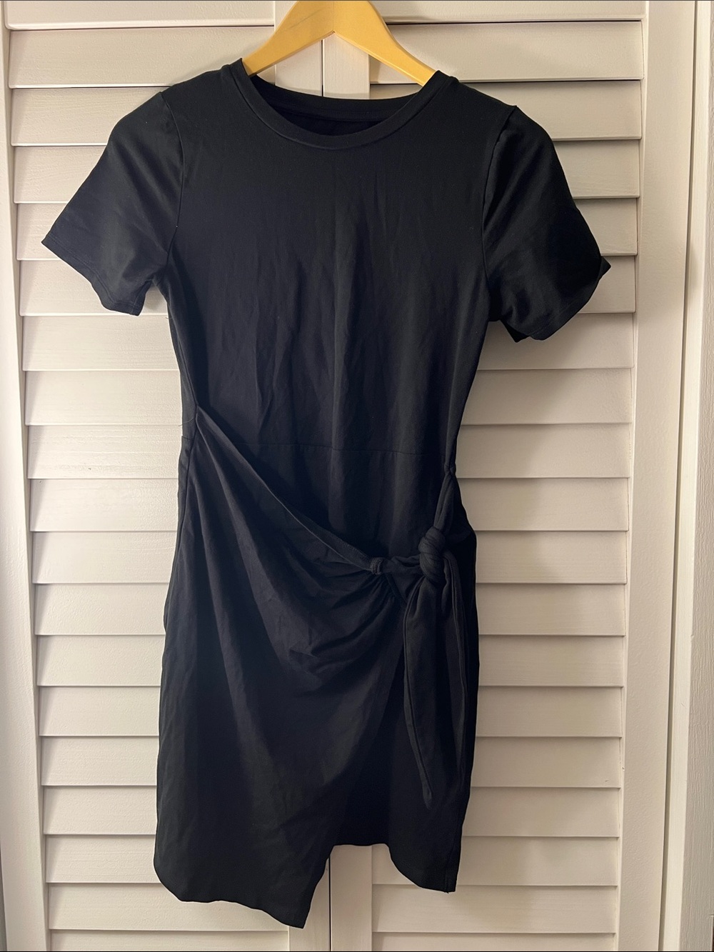a new day Black Short-Sleeve Knot-Detail Mini Dress